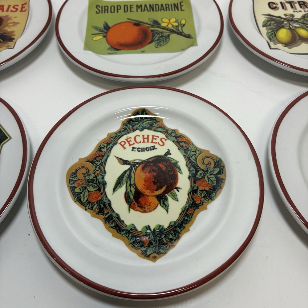 Set of 6 Williams Sonoma Side Plates Rosanna Harvest Market Made in Italy Fruit - Picture 6 of 11